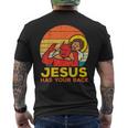Jesus Has Your Back 柔術 レトロ クリスチャン メンズTシャツ バックプリント