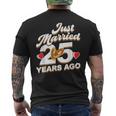 Just Married 25 Years Ago シルバーウェディング メンズTシャツ バックプリント