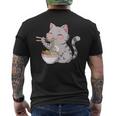 Kawaii Ramen Cat Neko Cute Anime Noodle Lover メンズTシャツ バックプリント