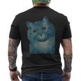L Wain作 青い猫 メンズTシャツ バックプリント
