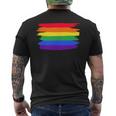 Lgbt ハートにレインボーフラッグ メンズTシャツ バックプリント