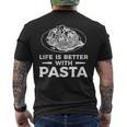 Life Is Better With パスタ スパゲッティ イタリア料理好き メンズTシャツ バックプリント