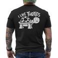 I Like Turtles かわいい 亀 愛 亀 海 動物 好き メンズTシャツ バックプリント