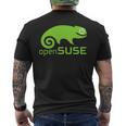 Linux Opensuse ラバーtシャツ タグライン&ロゴ オープンソースos メンズTシャツ バックプリント