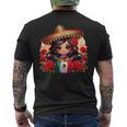 Long Haired Curvy Mexican Chibi Zarape Roses Mexican Pride メンズTシャツ バックプリント