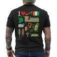 I Love Ireland。手描きアイルランドのランドマーク、旗、地図 メンズTシャツ バックプリント