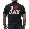 I Love Jay I Heart Jay レッドハート メンズTシャツ バックプリント