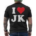I Love Jk Initials I Heart JK First Last Name J K メンズTシャツ バックプリント