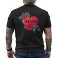 I Love Miami Miami Love Heart & Roses Illustration Graphic メンズTシャツ バックプリント