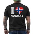 I Love Norwegian Pride ノルウェーのルーツ ノルウェー国旗 メンズTシャツ バックプリント