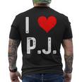 I Love Pj PJ ハート アンティーク調 長袖tシャツ メンズTシャツ バックプリント