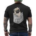 Love Pugs かっこいいポケットパグ ペット 犬 グラフィックデザイン メンズTシャツ バックプリント