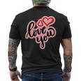 Love You Heart バレンタインデー 好きな人 パートナー 愛 メンズTシャツ バックプリント