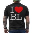 I Love ハート Bl メンズTシャツ バックプリント