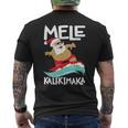 Mele Kalikimaka ハワイアン クリスマス ハワイ サーフィン サンタ メンズTシャツ バックプリント