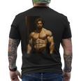 Muscle Man Bodybuilder Gay Daddy Classic Oil Paintingtyle メンズTシャツ バックプリント