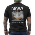 Nasa スペースシャトル打ち上げカラーの黒と白のワームロゴ メンズTシャツ バックプリント