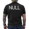 Null Computer サイエンスコード エラー ユーモア エンジニア メンズTシャツ バックプリント