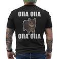 Oiia Oiia スピニング インターネット ミーム 猫 ユーモラス 面白い ブレイン メンズTシャツ バックプリント
