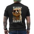 Be Quokka Happy クオッカ・ビー・クオッカ・ハッピー＆クオッカとスマイル メンズTシャツ バックプリント