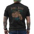 Rebel Rider オートバイ ビンテージ ロッカー バイカー メンズTシャツ バックプリント
