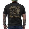 Ride To Live アンティーク風ビンテージレトロアメリカンバイク メンズTシャツ バックプリント