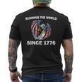 Running The Worldince 1776 アメリカンイーグル アメリカ国旗 メンズTシャツ バックプリント