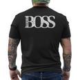 「The Real Boss」メンズ&レディース アンティーク調グラフィックtシャツ メンズTシャツ バックプリント