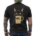 おかしな猫 コーヒーマグと黒猫 Nope メンズTシャツ バックプリント