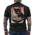 かわいい 黒猫 ラブ ラーメン カワイイ ねこ アニメ 日本語 メンズTシャツ バックプリント