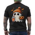 かわいいおばけを飲むかぼちゃスパイス ゴーストハロウィンコスチューム メンズTシャツ バックプリント