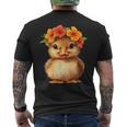 かわいいアヒルの子と花冠 メンズTシャツ バックプリント