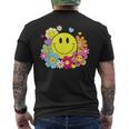 かわいいスマイルフェイス 花 ハッピーフェイス 花 ハート キッズ ガールズ メンズTシャツ バックプリント