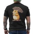 かわいいハムスターと傘のコスチューム。 メンズTシャツ バックプリント