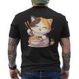 わがまま猫 ねこ ラーメン好き かわいい おもしろ マンガ メンズTシャツ バックプリント
