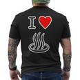 アイラブ・温泉 温泉マーク お風呂 銭湯 記号 お土産 旅行 ハート スタッフ メッセージ・面白 メンズTシャツ バックプリント