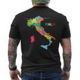イタリア地図ブーツ 国旗 イタリア メンズTシャツ バックプリント