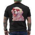 イングリッシュクリーム ゴールデンレトリバー ママギフト ハート メガネ ラブ メンズTシャツ バックプリント