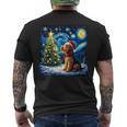 エアデール・テリア 星降る夜 クリスマス ゴッホ 犬の休日 メンズTシャツ バックプリント