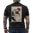 エゴン・シーレ作「膝を曲げた座る女」1917 メンズTシャツ バックプリント