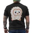 エッホエッホ 一生懸命に走るフクロウの赤ちゃん イラスト メンズTシャツ バックプリント