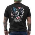 オレゴン州オハイオ州 7月4日 アメリカ国旗 メンズTシャツ バックプリント