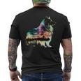 カラフル シェルティ 自然 シェットランド シープドッグ 反射 メンズTシャツ バックプリント