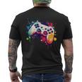 カラフルなビデオゲームコントローラー ジョイスティック コンソール メンズTシャツ バックプリント