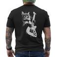 ギターを弾くロック猫 面白いギター猫 メンズTシャツ バックプリント