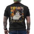 クリムト絵画の猫、猫好き、エキゾチックショートヘア、アーティスト メンズTシャツ バックプリント