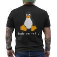 コンピューター -Udo Rm -Rf Tux Linux ペンギン プログラマー メンズTシャツ バックプリント