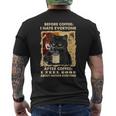 コーヒーの前にみんな嫌いな黒猫がコーヒーを飲む メンズTシャツ バックプリント