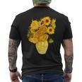 ゴッホのひまわりの現代美術の絵画 メンズTシャツ バックプリント