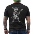 シュナウザー ギターを弾く ロックミュージック 犬好き メンズTシャツ バックプリント